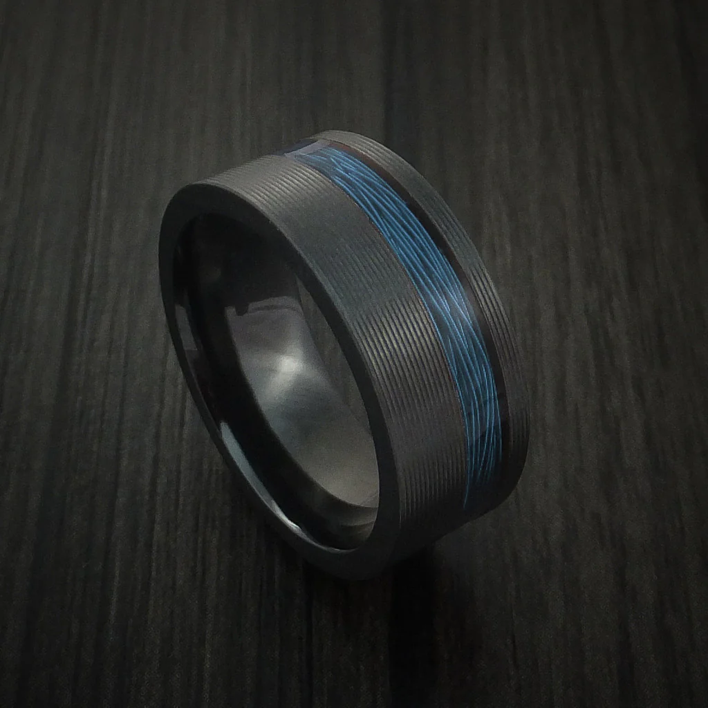 Black Zirconium and Wire Men's Ring Custom Made Choose your Color - Image 10