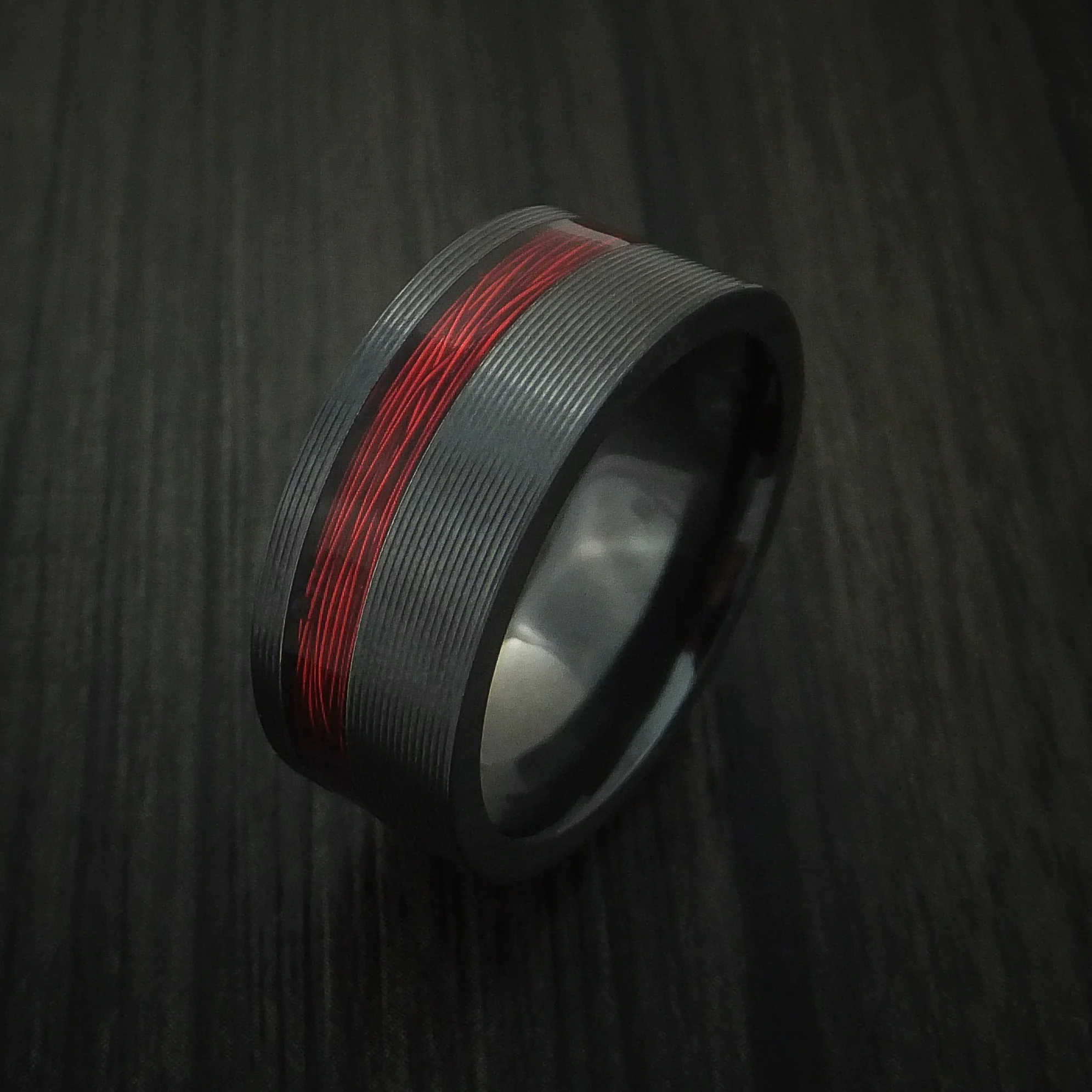 Black Zirconium and Wire Men's Ring Custom Made Choose your Color - Image 4