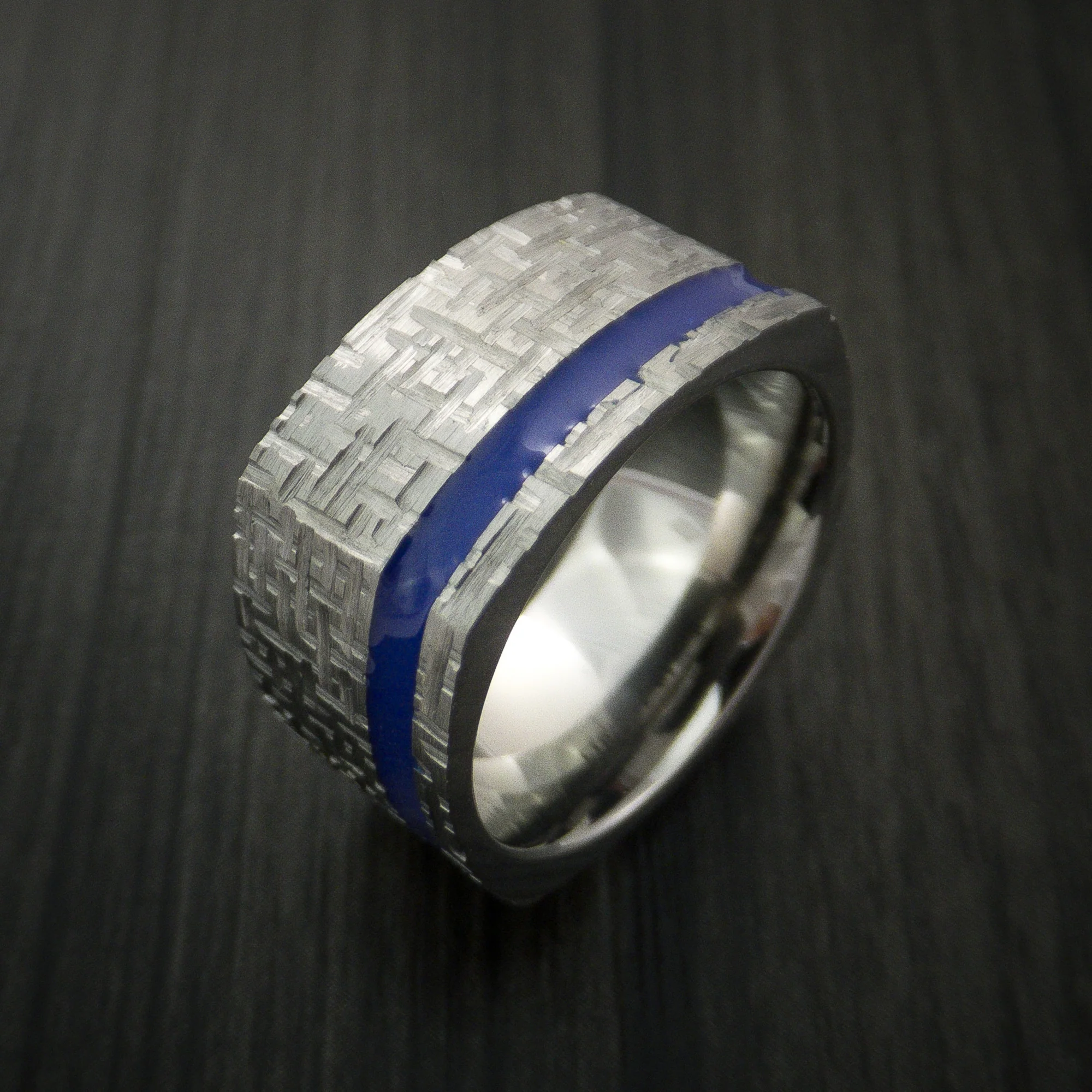 Square Titanium Men's Ring Modern Design Band Custom Made with Color Inlay - Image 3