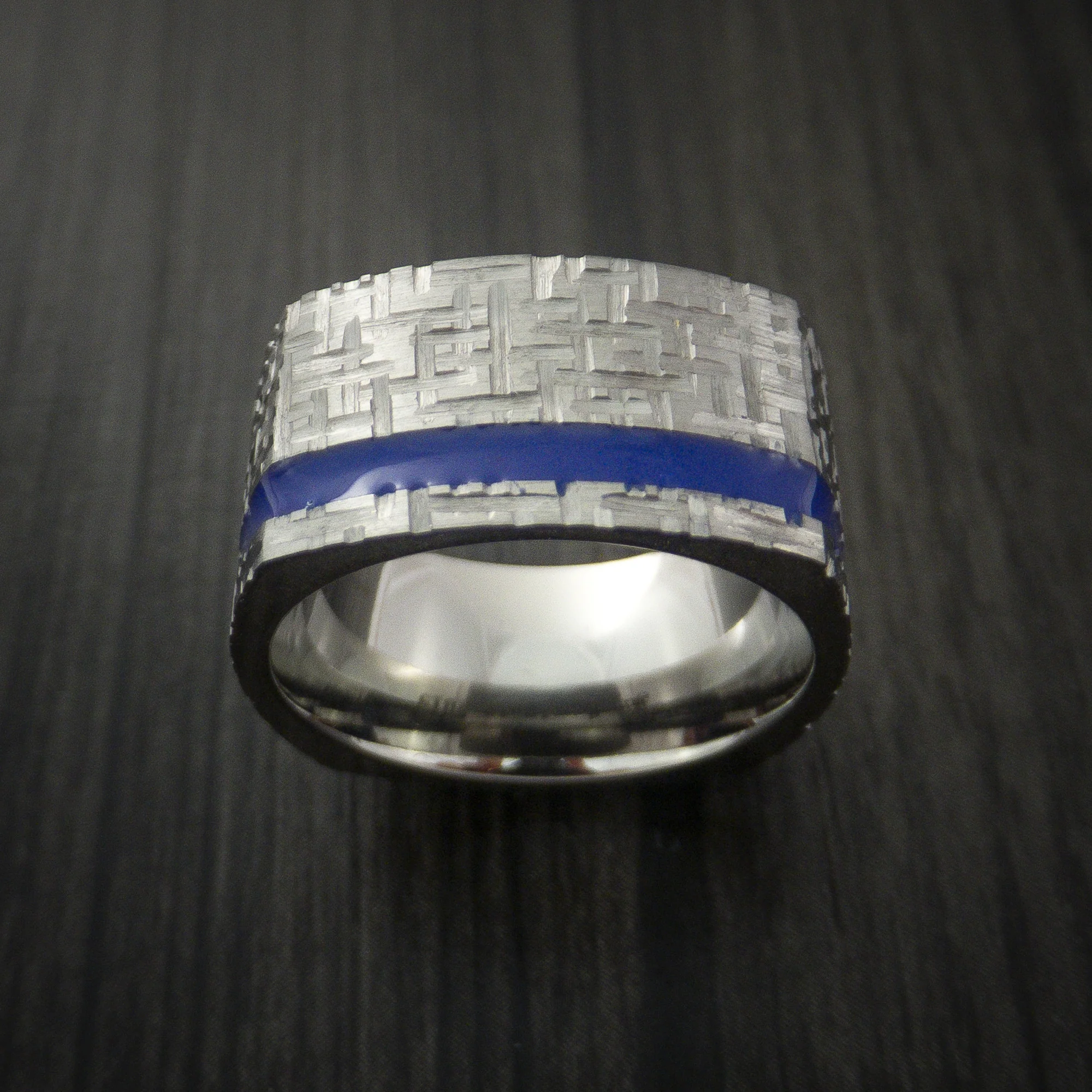 Square Titanium Men's Ring Modern Design Band Custom Made with Color Inlay - Image 4