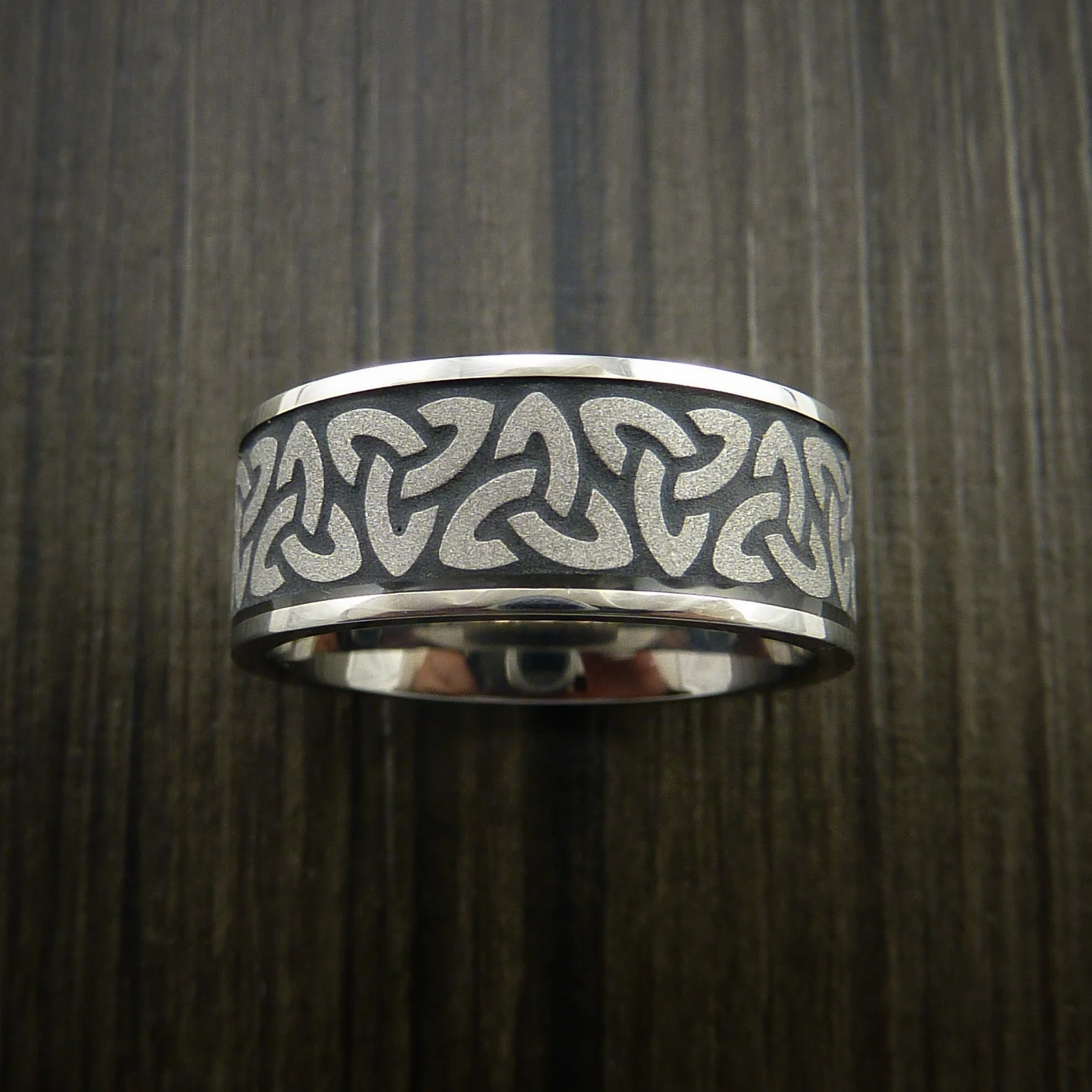 Titanium Celtic Band Trinity Symbolic Wedding Infinity Cerakote Men's Ring Custom Made - Image 3